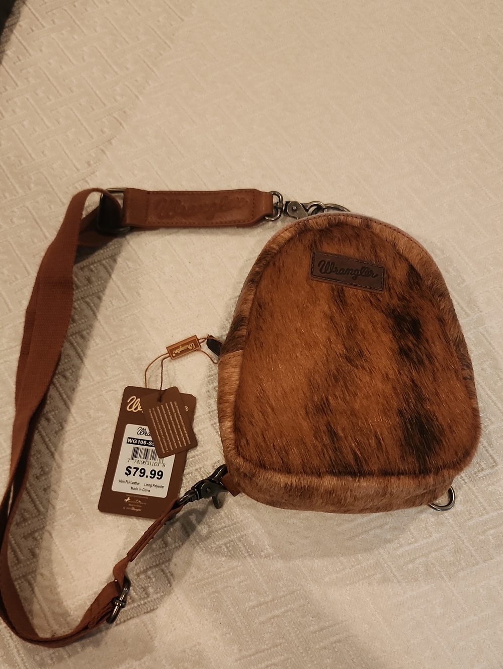 Wrangler Tan/Brown Faux Fur Belt Bag